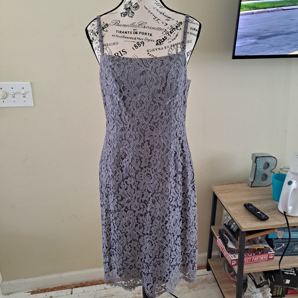 Banana Republic Sophisticated Gray Lace Midi Dress